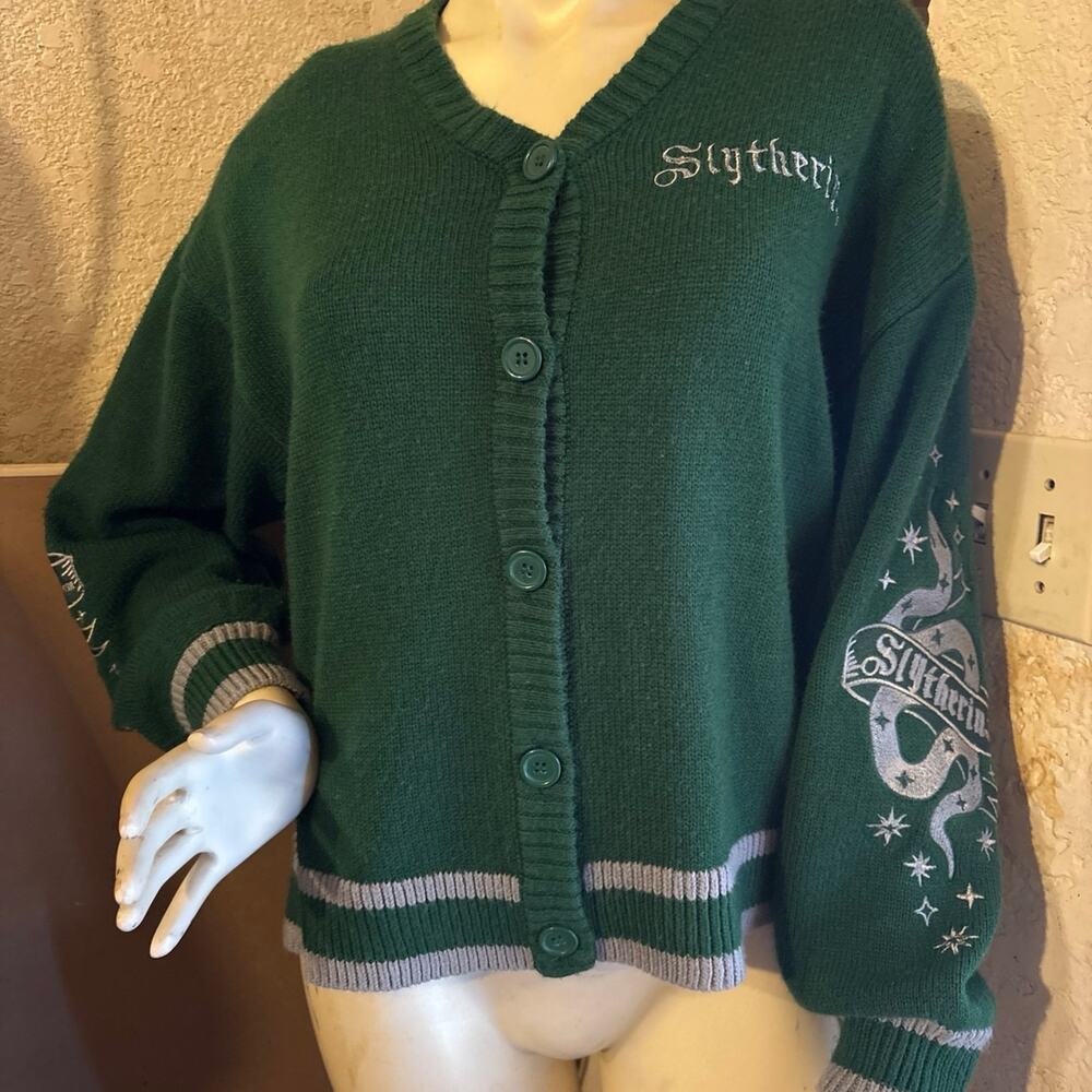 Women’s Ladies Teens Green Harry Potter Slytherin Cardigan Sweater Size Medium